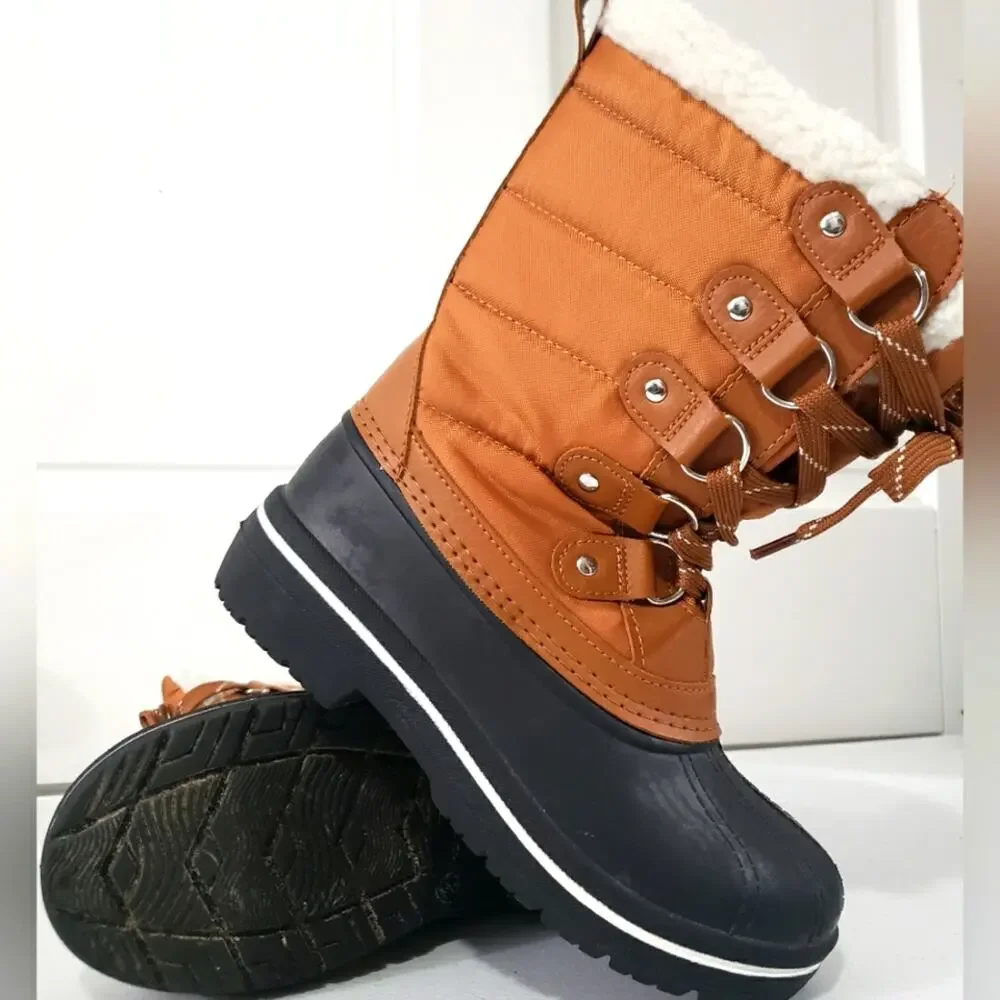 Winter insulated snow brown black warm cozy DSG Kids' Powder 200g Boots size 2